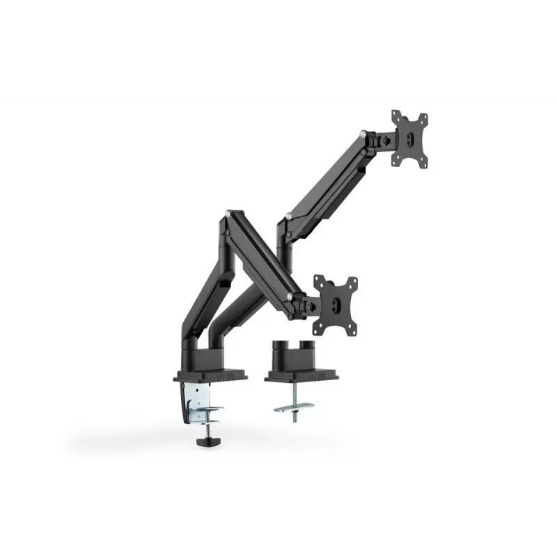 DIGITUS Universalus dviejų monitorių laikiklis su dujine spyruokle ir spaustuku 17-32 col. 2x 9 kg