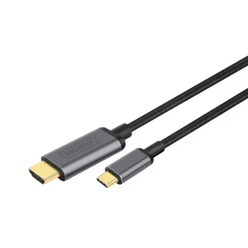 DIGITUS USB-C – HDMI adapteris, 2 m, 4K/30 Hz, juodas, metalinis korpusas