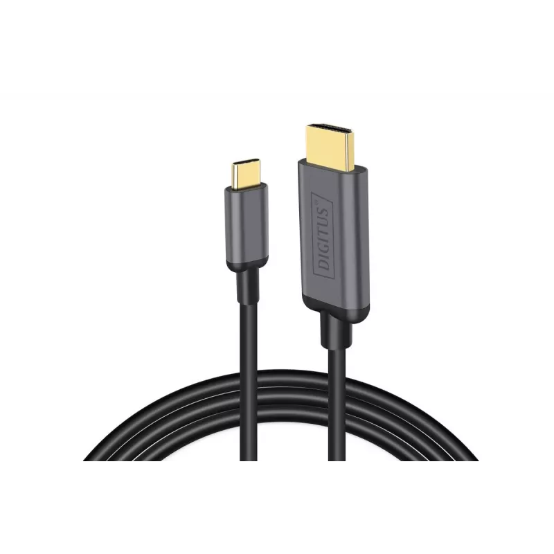 DIGITUS USB-C – HDMI adapteris, 2 m, 4K/30 Hz, juodas, metalinis korpusas