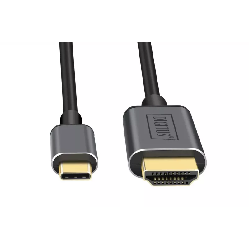 DIGITUS USB-C – HDMI adapteris, 2 m, 4K/30 Hz, juodas, metalinis korpusas