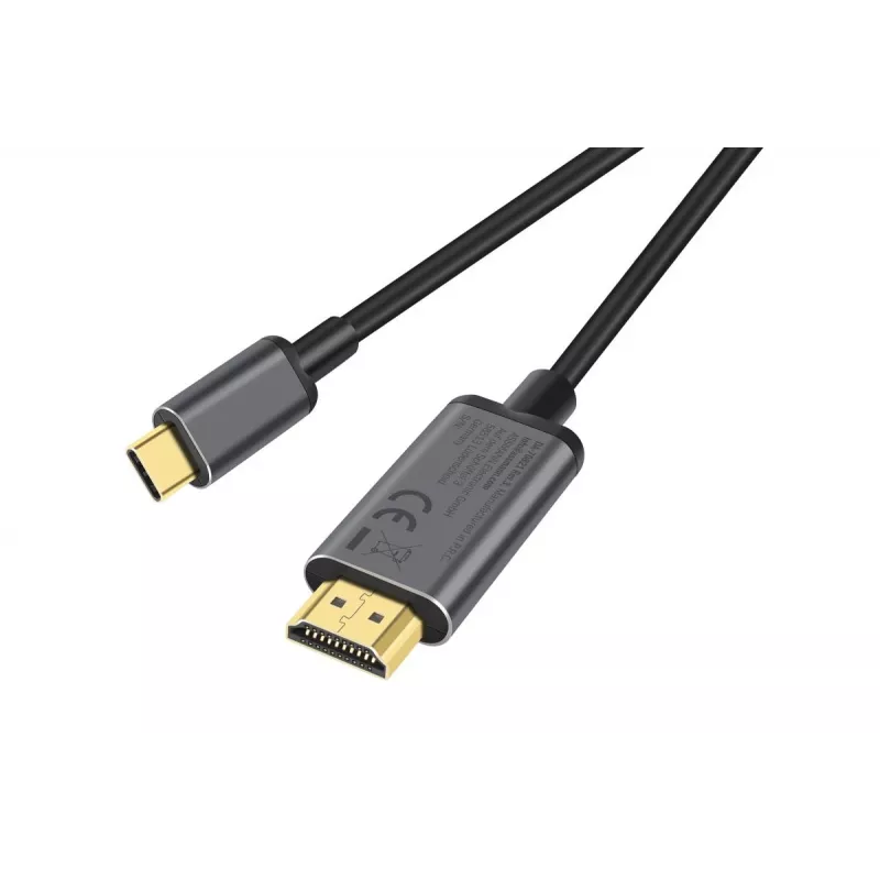 DIGITUS USB-C – HDMI adapteris, 2 m, 4K/30 Hz, juodas, metalinis korpusas