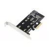 DIGITUS M.2 NGFF/NVMe SSD PCI-E papildinio kortelė, palaiko B, M ir B+M raktą, dydžiai 2230, 2242, 2260, 2280