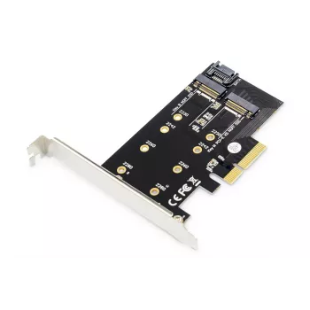 DIGITUS M.2 NGFF/NVMe SSD PCI-E papildinio kortelė, palaiko B, M ir B+M raktą, dydžiai 2230, 2242, 2260, 2280