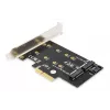 DIGITUS M.2 NGFF/NVMe SSD PCI-E papildinio kortelė, palaiko B, M ir B+M raktą, dydžiai 2230, 2242, 2260, 2280