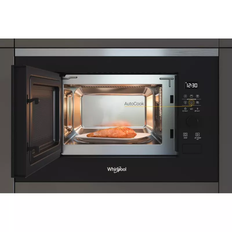 Įmontuojama mikrobangų krosnelė su griliu WHIRLPOOL WMF201G, 800 W, 20 L, nerūdijantis plienas/juoda