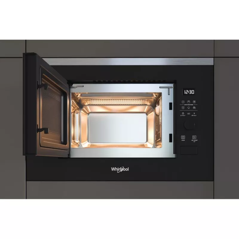 Įmontuojama mikrobangų krosnelė su griliu WHIRLPOOL WMF201G, 800 W, 20 L, nerūdijantis plienas/juoda