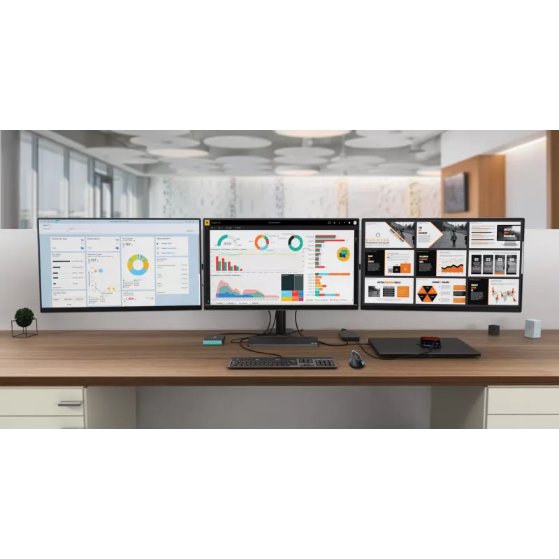 i-tec Metal USB-C ergonominė 4K 3x monitorių prijungimo stotelė su 85 W įkrovimu
