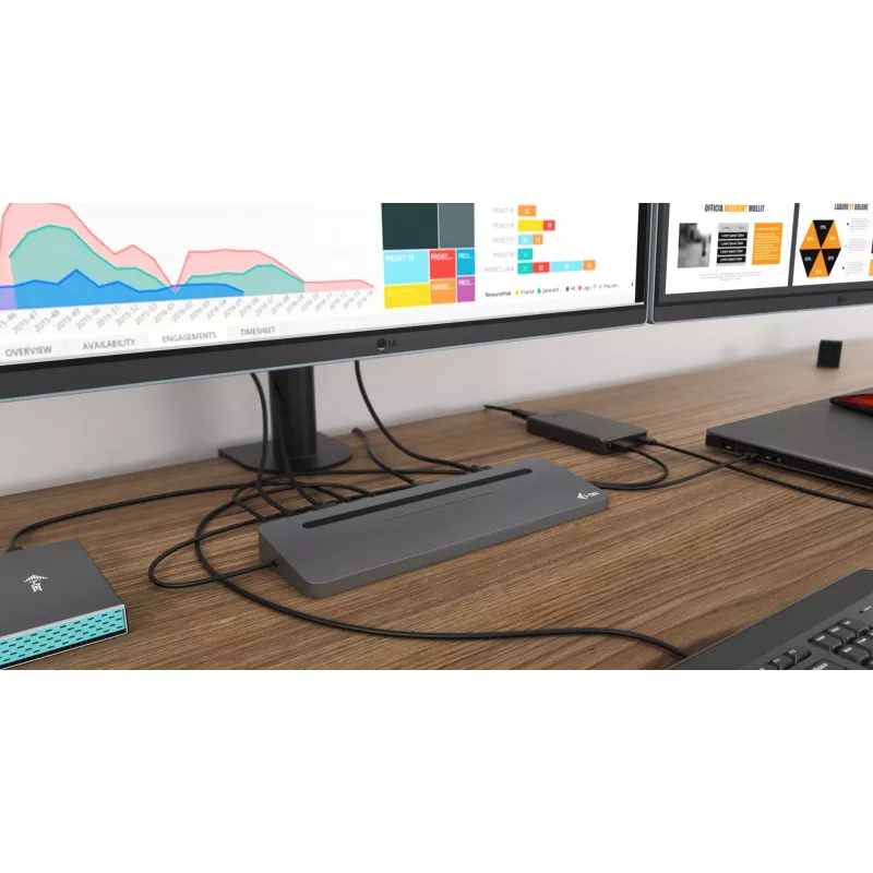 i-tec Metal USB-C ergonominė 4K 3x monitorių prijungimo stotelė su 85 W įkrovimu
