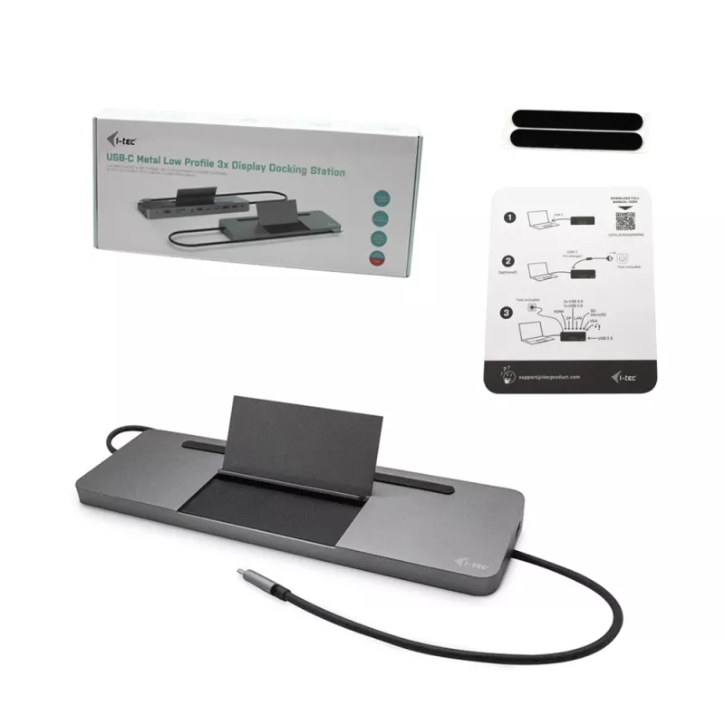 i-tec Metal USB-C ergonominė 4K 3x monitorių prijungimo stotelė su 85 W įkrovimu