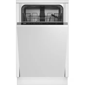 Įmontuojamas indaplovė BEKO DIS35026 — siaura 45 cm, 10 komplektų, 48 dB, 5 programų, E energijos klasė