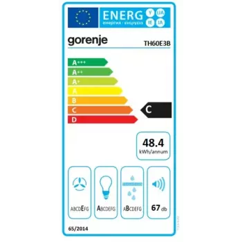 Gorenje TH60E3B gartraukis pusiau įmontuojamas (ištraukiamas) juodas 350 m³/h