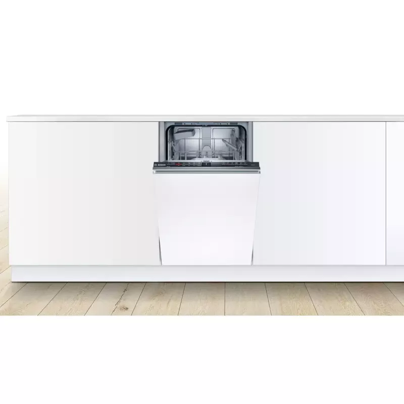 Indaplovė įmontuojama Bosch Serie 2 SPV2IKX10E, siaura 45 cm, 9 komplektai, 48 dB, 5 programos, nerūdijančio plieno vidus