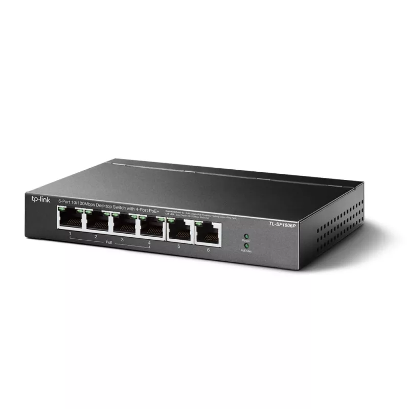 TP-Link TL-SF1006P tinklo jungiklis, nevaldomas, Fast Ethernet (10/100), PoE, juodas