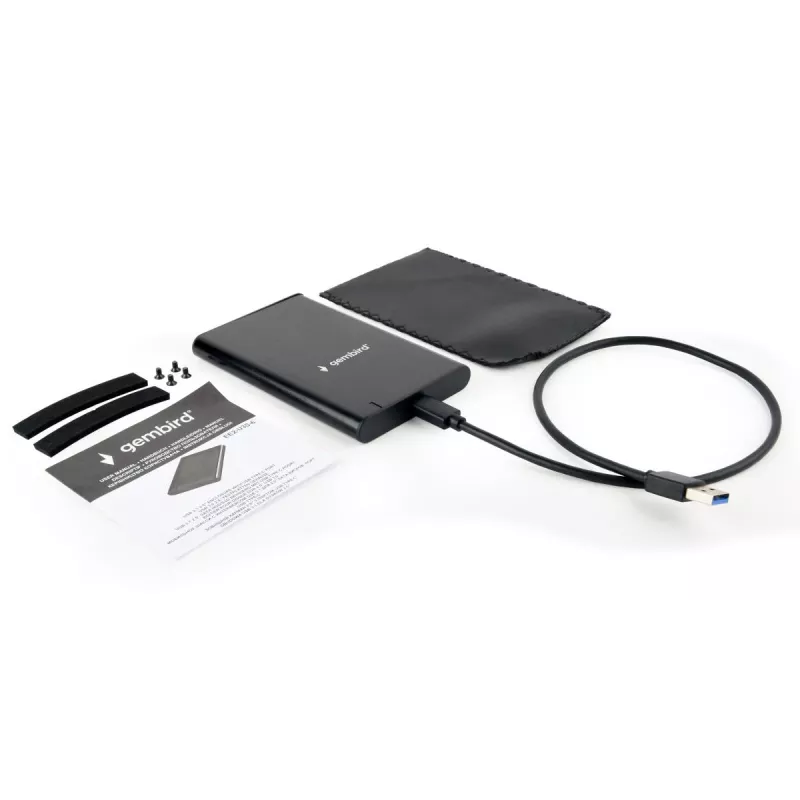GEMBIRD EE2-U3S-6 USB 3.1 2,5 colio SATA HDD dėklas su Type-C prievadu, šlifuotas aliuminis - juoda