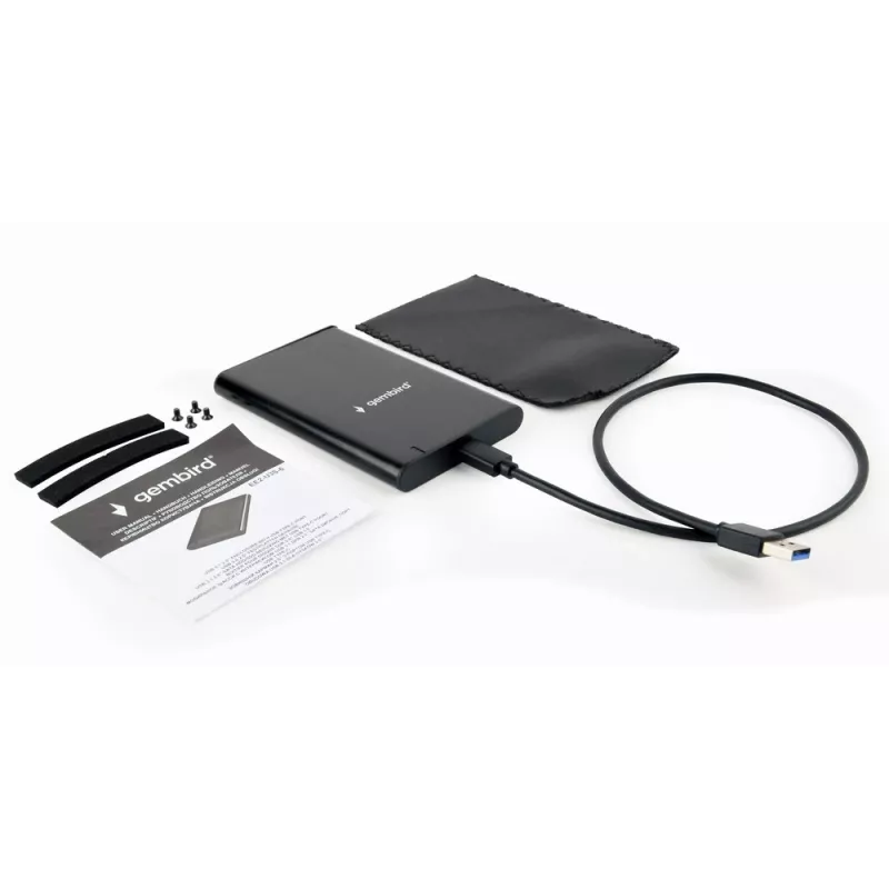 GEMBIRD EE2-U3S-6 USB 3.1 2,5 colio SATA HDD dėklas su Type-C prievadu, šlifuotas aliuminis - juoda