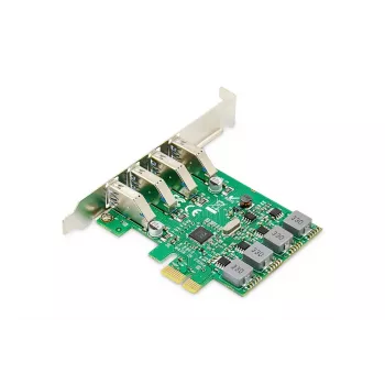 DIGITUS USB PCI-E papildymo kortelė USB 3.0, 4 prievadai A/F, mikroschema: VL805, maitinama iš PCIe