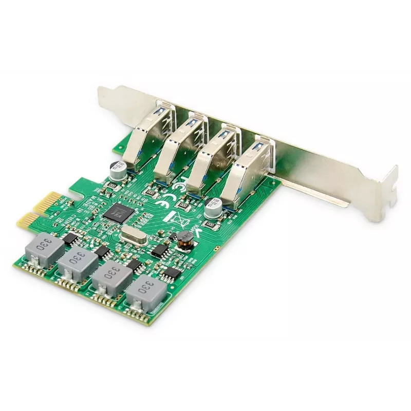 DIGITUS USB PCI-E papildymo kortelė USB 3.0, 4 prievadai A/F, mikroschema: VL805, maitinama iš PCIe