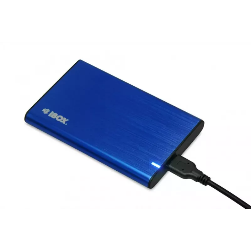 Išorinis dėklas HDD/SSD IBOX HD-05 — 2,5 colio SATA III, USB 3.2 Gen 1 (Micro-USB B), iki 10 TB, mėlynas