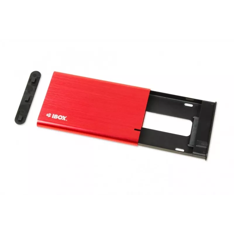 Išorinis HDD/SSD dėklas IBOX HD-05 Raudonas 2.5 colio — USB 3.2 Gen 1 (5 Gbit/s), JMicron JMS578, iki 10 TB