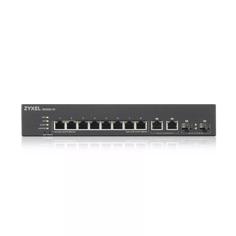 Zyxel GS2220-10-EU0101F valdomas L2 Gigabit Ethernet komutatorius (10/100/1000) juodas
