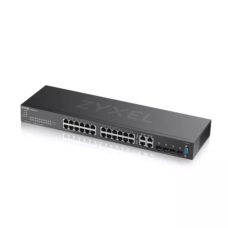 Zyxel GS2220-28-EU0101F valdomas L2 Gigabit Ethernet tinklo jungiklis (24 prievadai, 10/100/1000, juoda)
