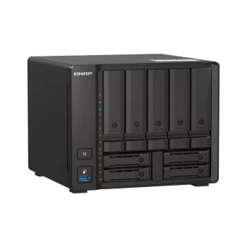 QNAP TS-H973AX NAS bokštas Ryzen Embedded V1500B 32 GB DDR4 0 TB QuTS hero juodas