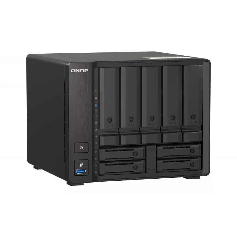 QNAP TS-H973AX NAS bokštas Ryzen Embedded V1500B 32 GB DDR4 0 TB QuTS hero juodas