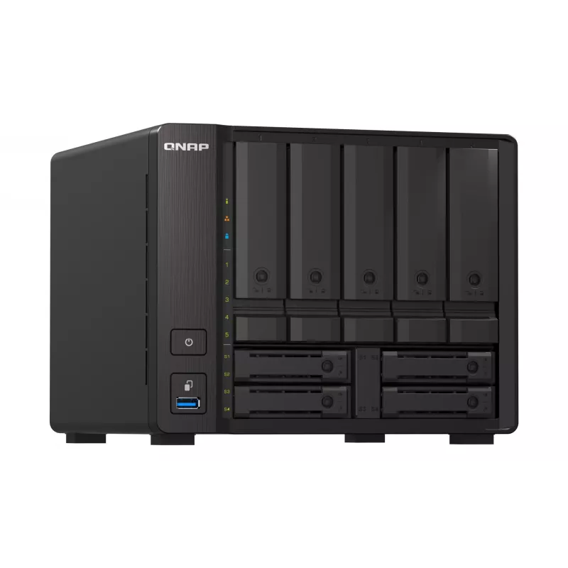 QNAP TS-H973AX NAS bokštas Ryzen Embedded V1500B 32 GB DDR4 0 TB QuTS hero juodas