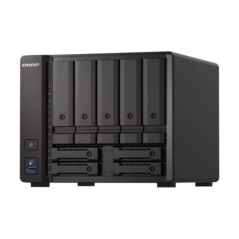QNAP TS-H973AX NAS bokštas Ryzen Embedded V1500B 32 GB DDR4 0 TB QuTS hero juodas
