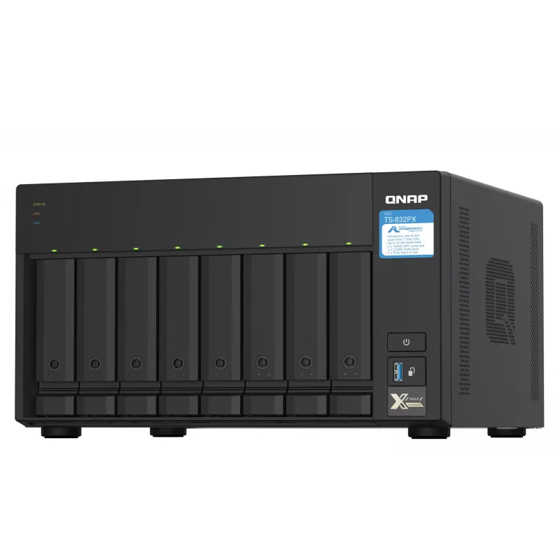 QNAP TS-832PX NAS bokštas Annapurna Labs AL324 4 GB DDR4 0 TB QNAP Turbo System aliuminis, juodas