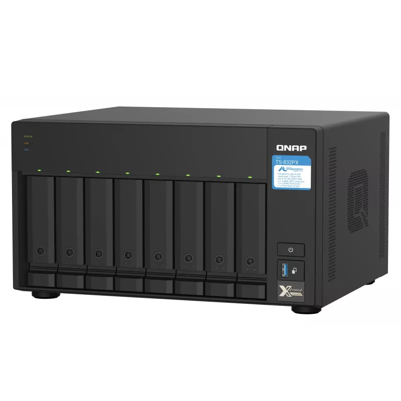 QNAP TS-832PX NAS bokštas Annapurna Labs AL324 4 GB DDR4 0 TB QNAP Turbo System aliuminis, juodas