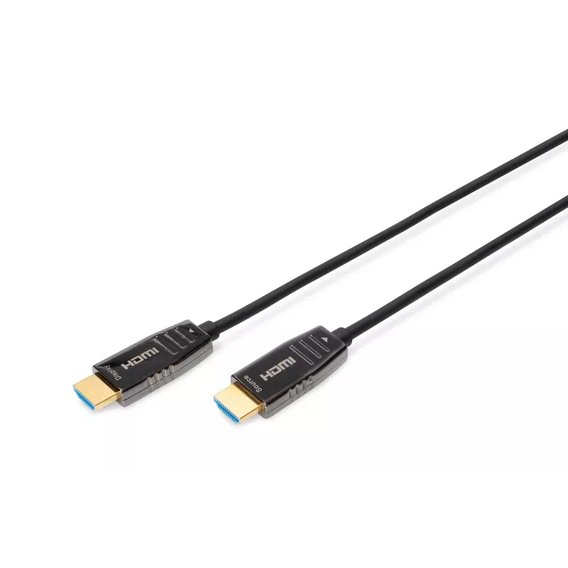 DIGITUS HDMI AOC hibridinis šviesolaidinis laidas, A tipo M/M, 15m, UHD 8K@60Hz, CE, juodas