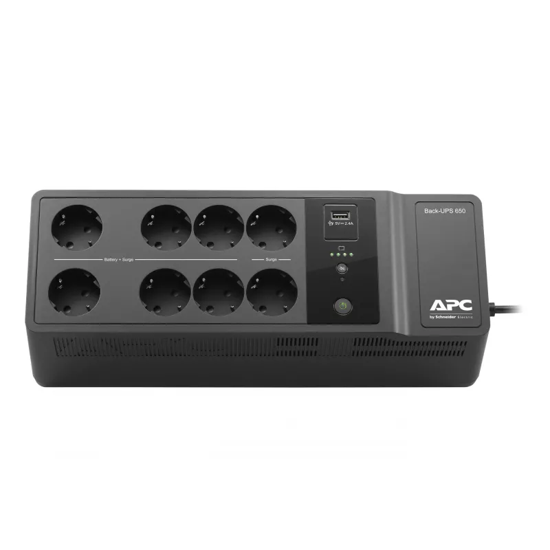 APC Back-UPS 650VA 230V 1 USB įkrovimo prievadas - nepertraukiamo maitinimo šaltinis (USV) Offline 0.65 kVA 400 W 8 lizdai