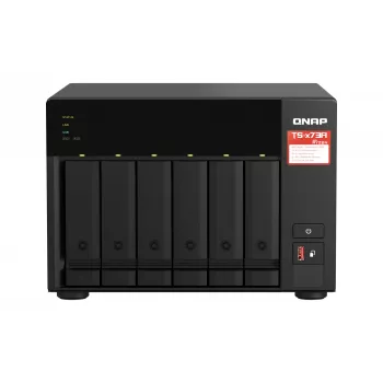 QNAP TS-673A NAS bokštas Ryzen Embedded V1500B 8 GB DDR4 0 TB QNAP Turbo System juoda