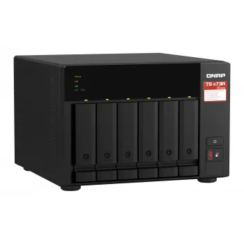 QNAP TS-673A NAS bokštas Ryzen Embedded V1500B 8 GB DDR4 0 TB QNAP Turbo System juoda