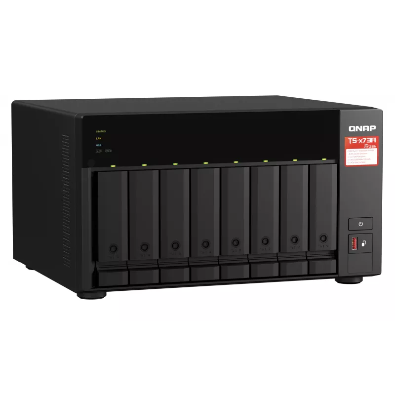QNAP TS-873A NAS bokštas Ryzen Embedded V1500B 8 GB DDR4 0 TB QNAP Turbo System juoda