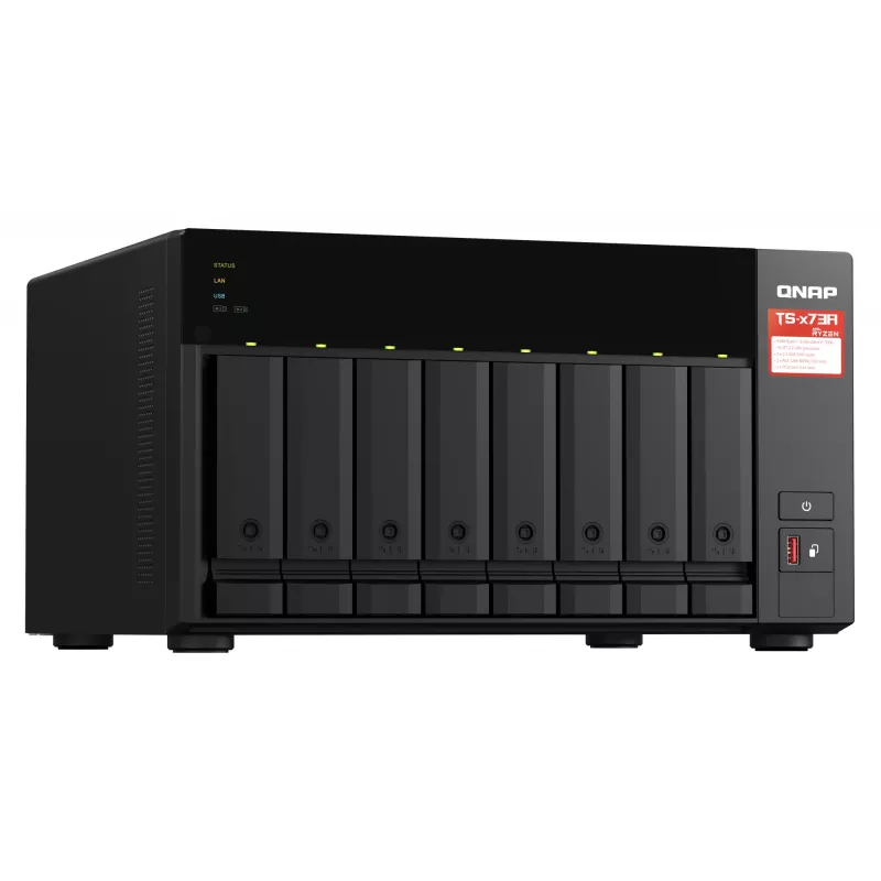 QNAP TS-873A NAS bokštas Ryzen Embedded V1500B 8 GB DDR4 0 TB QNAP Turbo System juoda