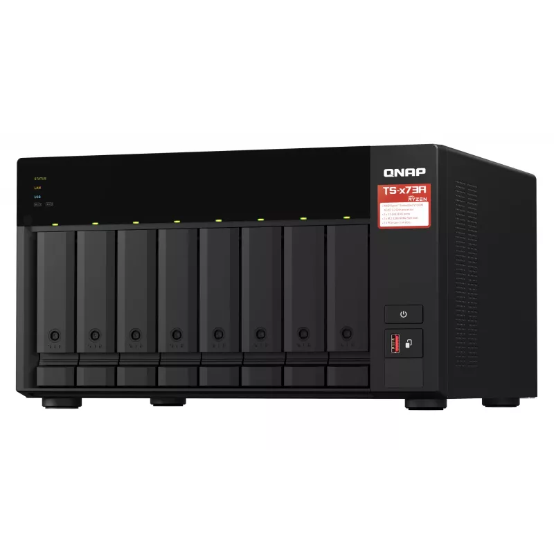 QNAP TS-873A NAS bokštas Ryzen Embedded V1500B 8 GB DDR4 0 TB QNAP Turbo System juoda