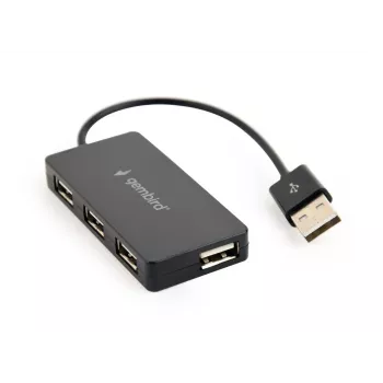 USB mazgas Gembird UHB-U2P4-04 – 4 prievadai USB 2.0, plug-and-play, juodas, 480 Mbit/s