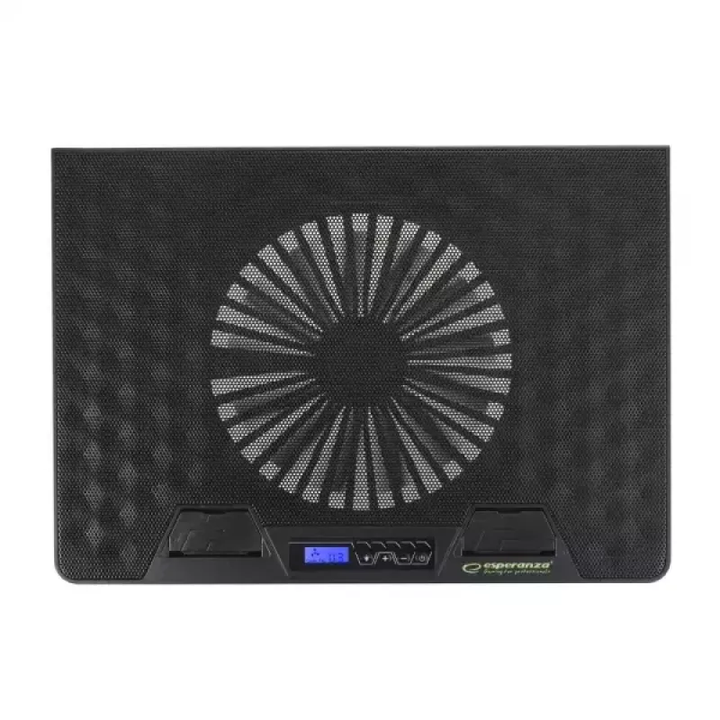 Aušinimo padėklas nešiojamam kompiuteriui ESPERANZA EGC101 — 1 ventiliatorius 18 cm, 76 cfm, 800 RPM, 5 aukščio padėtys, LCD, USB maitinimas