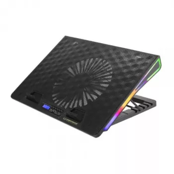Aušinimo padėklas nešiojamam kompiuteriui ESPERANZA EGC101 — 1 ventiliatorius 18 cm, 76 cfm, 800 RPM, 5 aukščio padėtys, LCD, USB maitinimas