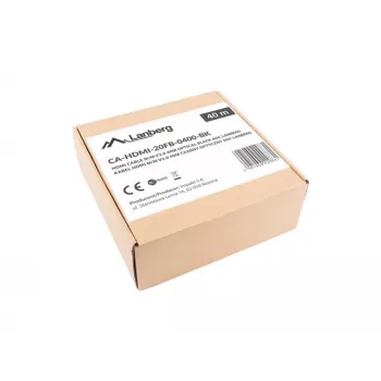 HDMI kabelis LANBERG CA-HDMI-20FB-0400-BK 40 m, HDMI 2.0, 18 Gbit/s, 4K@144Hz, HDR, ARC, Ethernet
