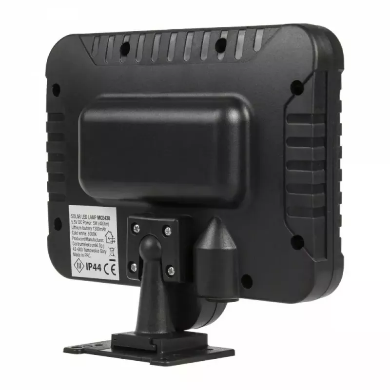 LED lauko prožektorius su saulės baterija MACLEAN MCE438, 5W, 400 lm, IP44, Li-Ion 5,2V, montuojamas ant sienos, balta šviesa, juodas