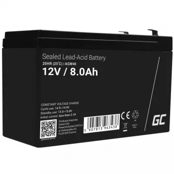 Įkraunama 12V sandarioji švino rūgšties baterija Green Cell AGM46, 8000 mAh, 2,15 kg, VRLA