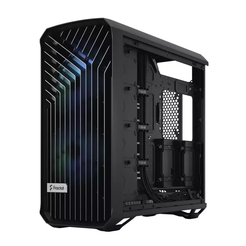 Kompiterio korpusas Fractal Design Torrent Tower Black, ATX/EATX/ITX, 2x180mm priekiniai ventiliatoriai, 2x3.5 colio vietos, 4x2.5 colio vietos, grūdintas stiklas