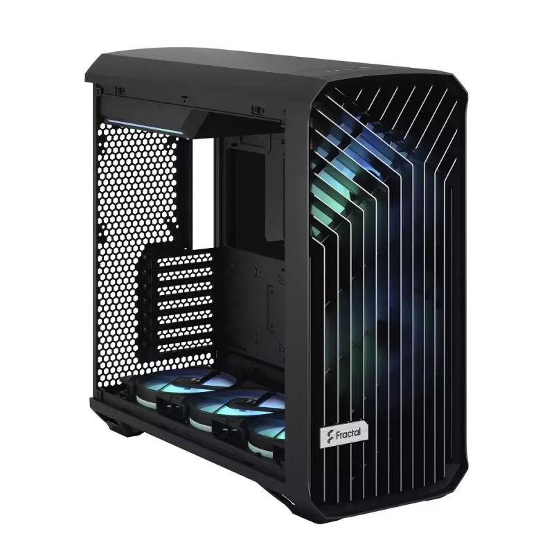 Kompiterio korpusas Fractal Design Torrent Tower Black, ATX/EATX/ITX, 2x180mm priekiniai ventiliatoriai, 2x3.5 colio vietos, 4x2.5 colio vietos, grūdintas stiklas