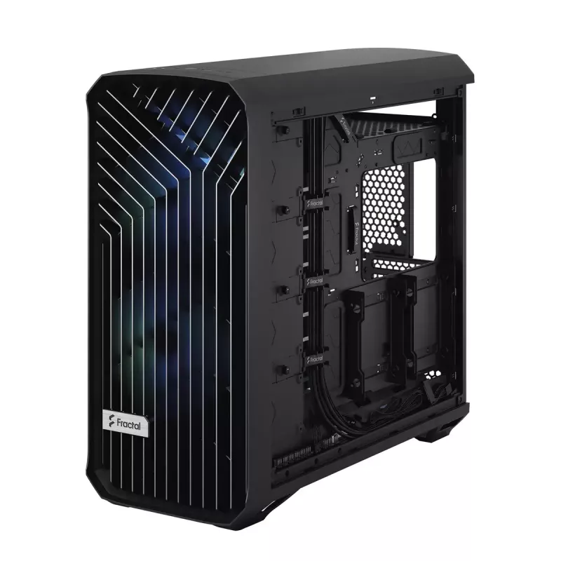 Kompiterio korpusas Fractal Design Torrent Tower Black, ATX/EATX/ITX, 2x180mm priekiniai ventiliatoriai, 2x3.5 colio vietos, 4x2.5 colio vietos, grūdintas stiklas