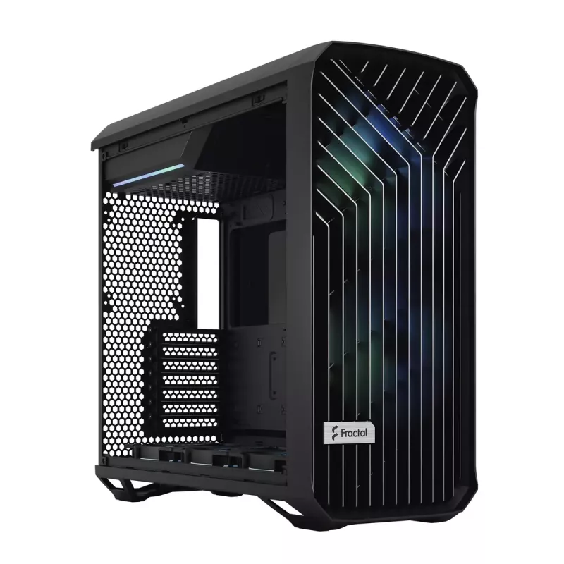Kompiterio korpusas Fractal Design Torrent Tower Black, ATX/EATX/ITX, 2x180mm priekiniai ventiliatoriai, 2x3.5 colio vietos, 4x2.5 colio vietos, grūdintas stiklas