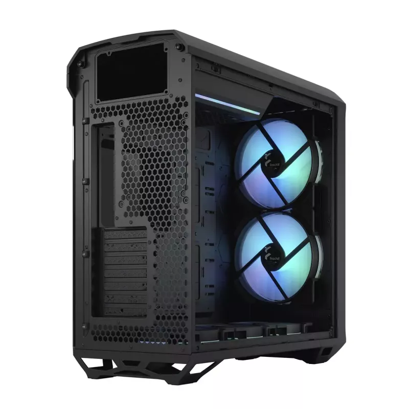 Kompiterio korpusas Fractal Design Torrent Tower Black, ATX/EATX/ITX, 2x180mm priekiniai ventiliatoriai, 2x3.5 colio vietos, 4x2.5 colio vietos, grūdintas stiklas