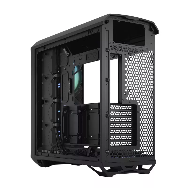 Kompiterio korpusas Fractal Design Torrent Tower Black, ATX/EATX/ITX, 2x180mm priekiniai ventiliatoriai, 2x3.5 colio vietos, 4x2.5 colio vietos, grūdintas stiklas